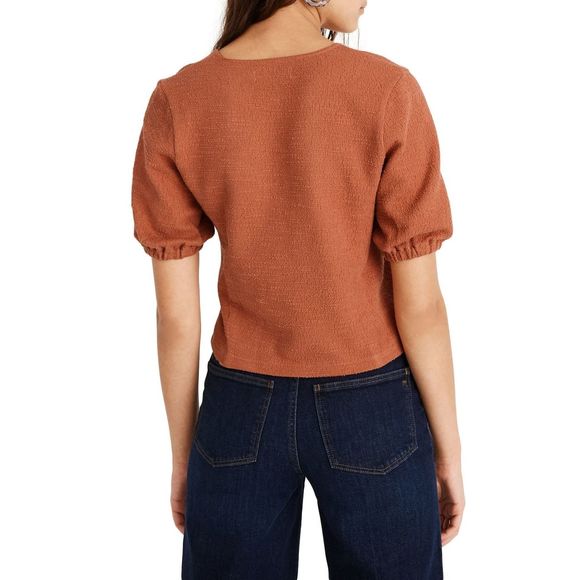 Madewell Texture Thread Puff Sleeve Wrap Top Ivory - Picture 4 of 6